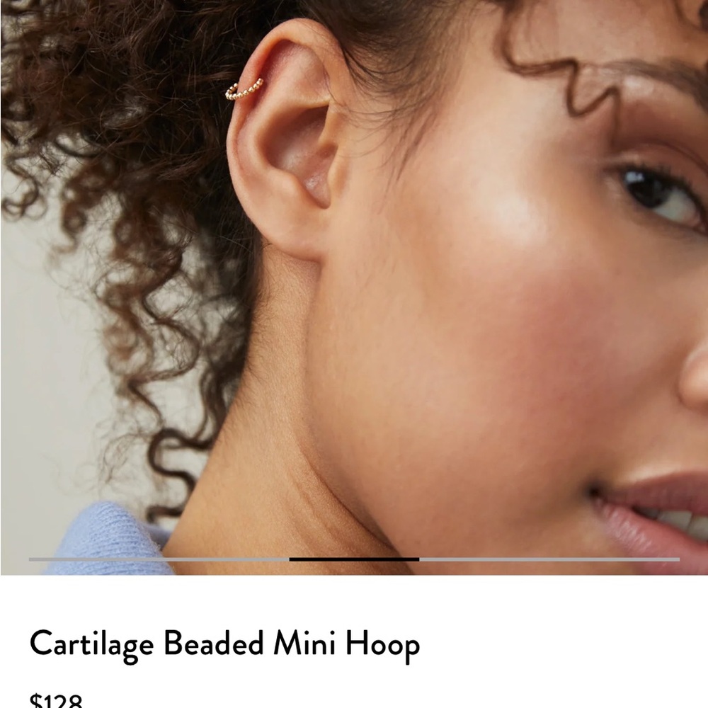 mejuri Gold Beaded Mini Hoop Earring